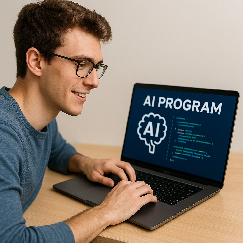 Student working with AI program