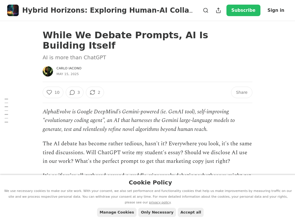 Screenshot of While We Debate Prompts, AI Is Building Itself