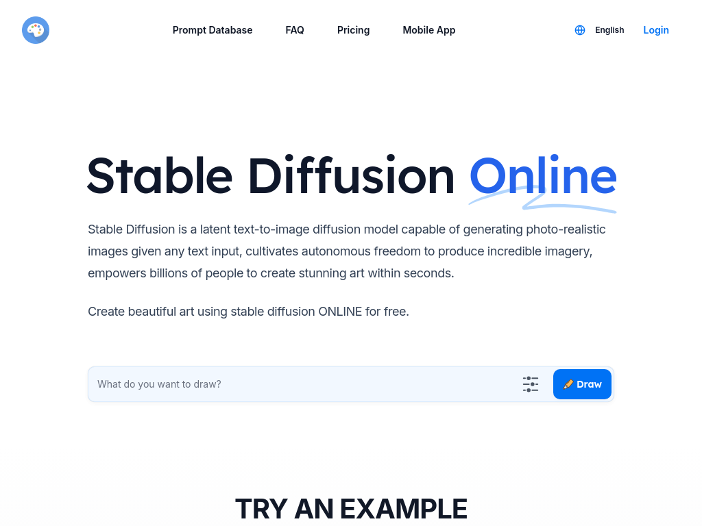 Screenshot of Stable Diffusion Online