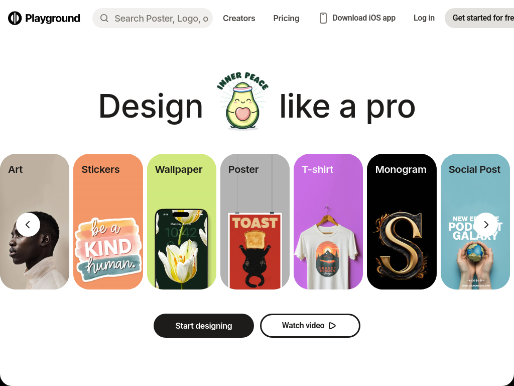 Screenshot of Free AI Design Tool: Logos, T-Shirts, Social Media - Playground
