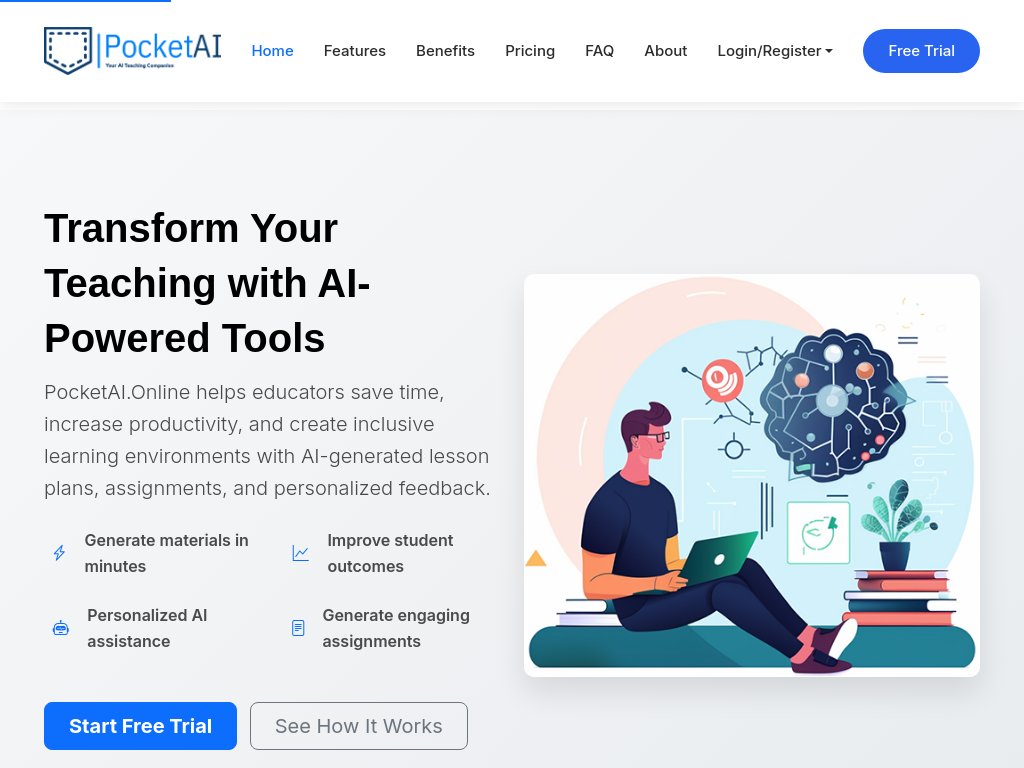 Screenshot of Empower Learning with PocketAI.Online: Advanced AI Teaching Tools