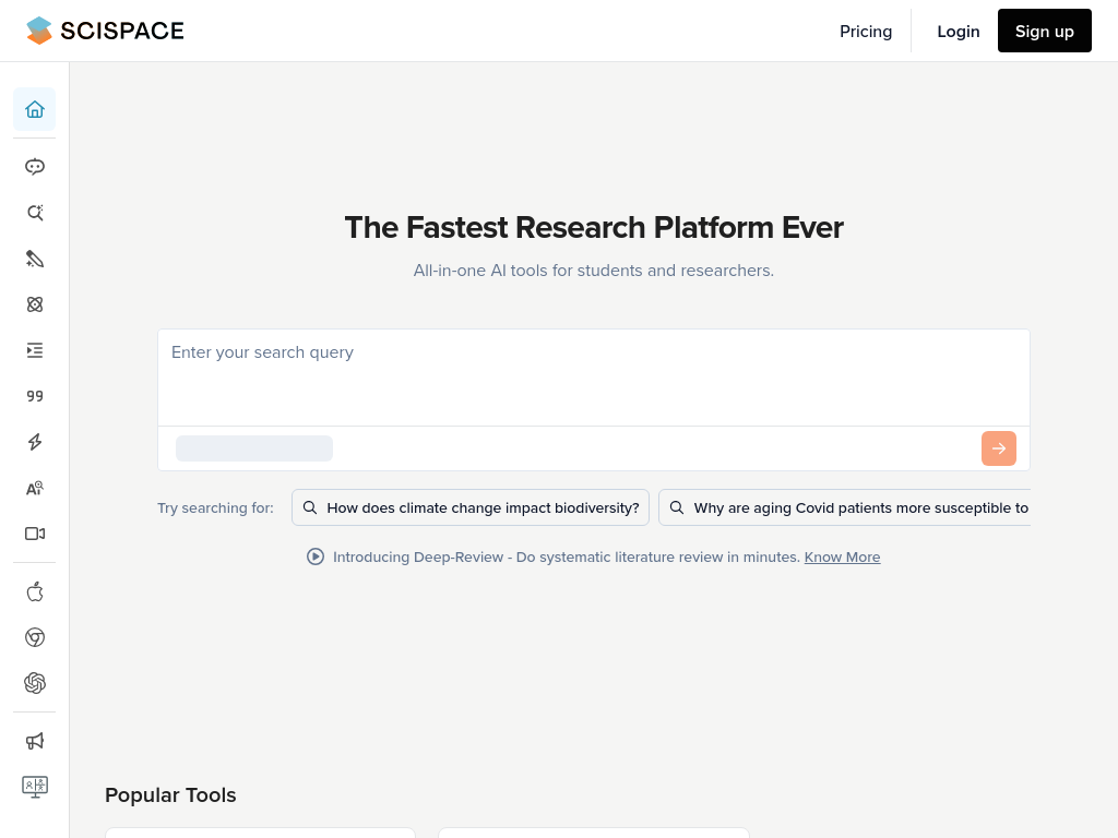 Screenshot of scispace.com