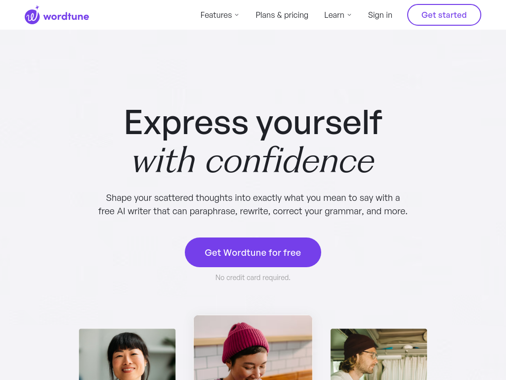 Screenshot of Wordtune — Express yourself with confidence
