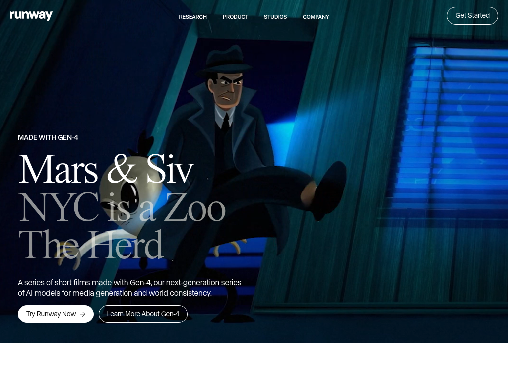 Screenshot of Runway | Tools for human imagination.