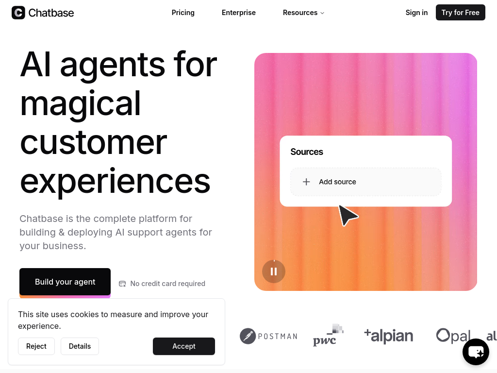 Screenshot of Chatbase | AI Agents for Customer Service