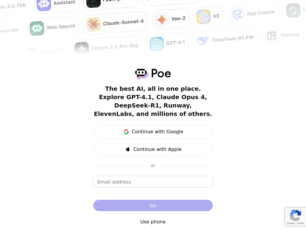 Screenshot of Poe - Fast, Helpful AI Chat