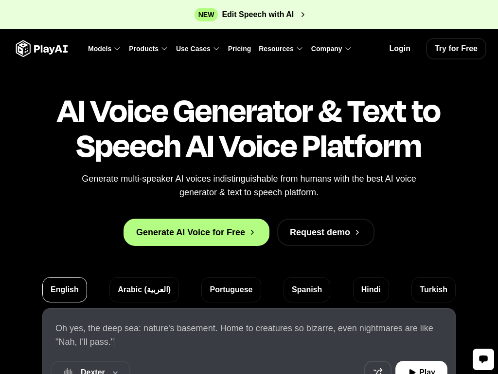 Screenshot of #1 Free AI Voice Generator, Text to Speech, & AI Voice Over