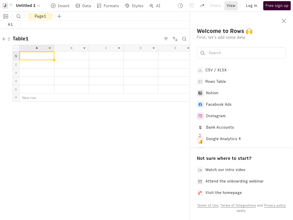 Screenshot of Rows: The spreadsheet where data comes to life
