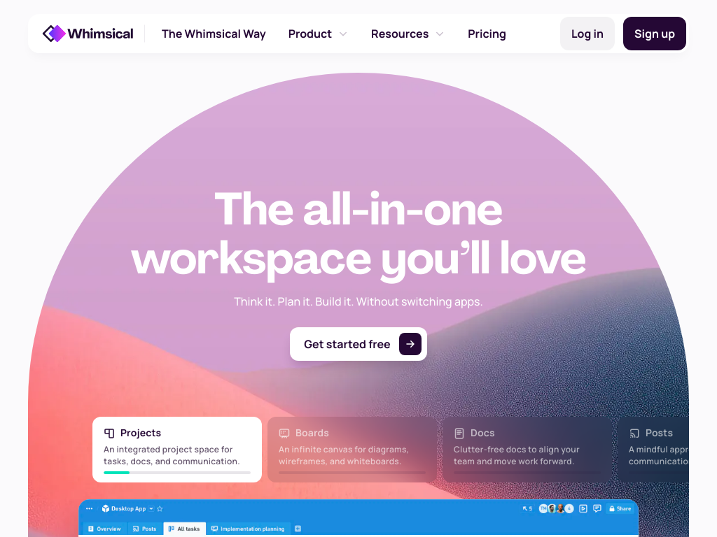 Screenshot of Whimsical - Unite teams, tasks, and tools in one place