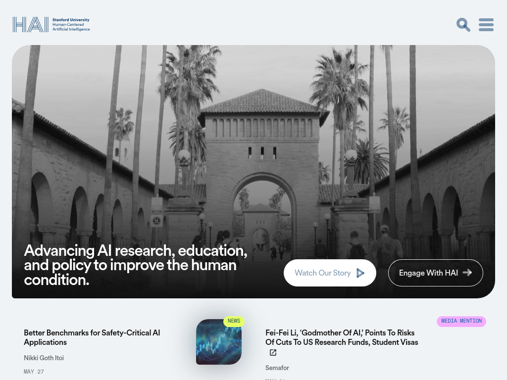 Screenshot of Home | Stanford HAI