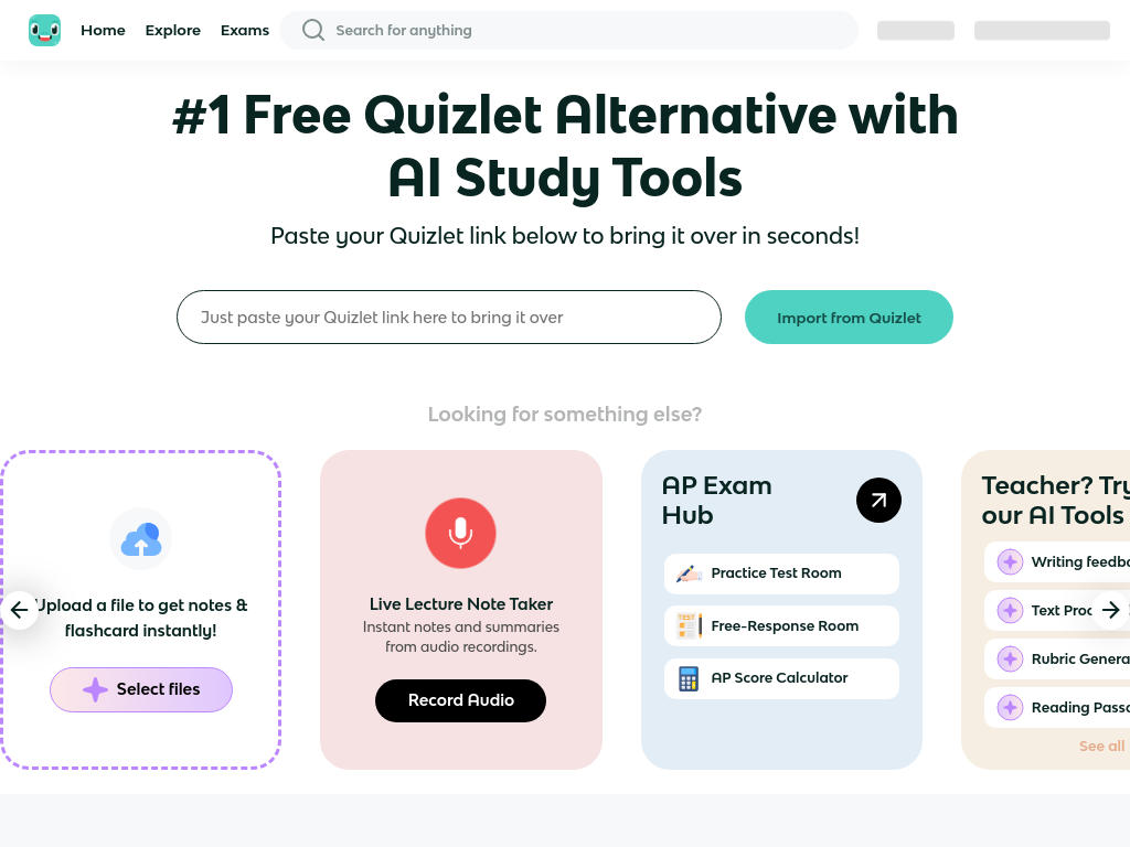 Screenshot of #1 Free Quizlet Alternative | Knowt
