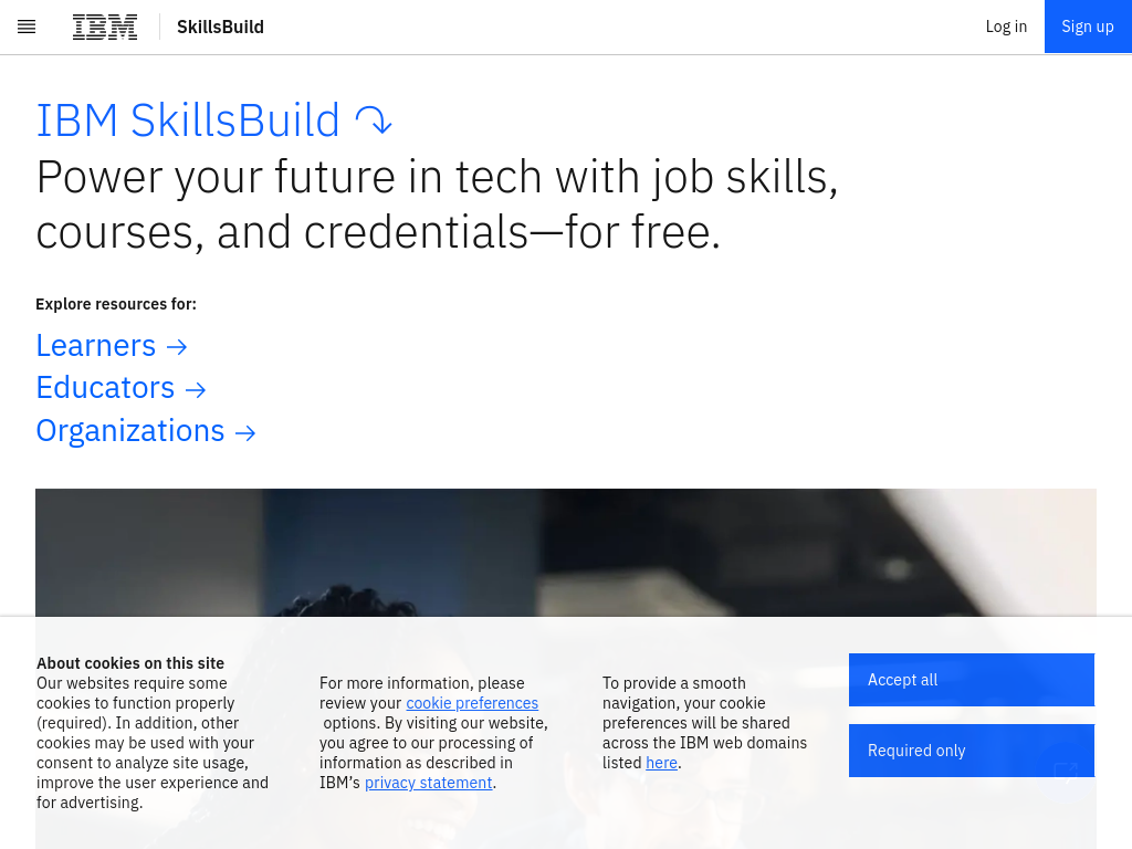 Screenshot of Free Skills-Based Learning From Technology Experts | IBM SkillsBuild