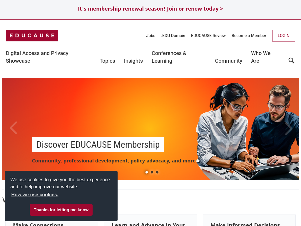 Screenshot of EDUCAUSE Homepage | EDUCAUSE