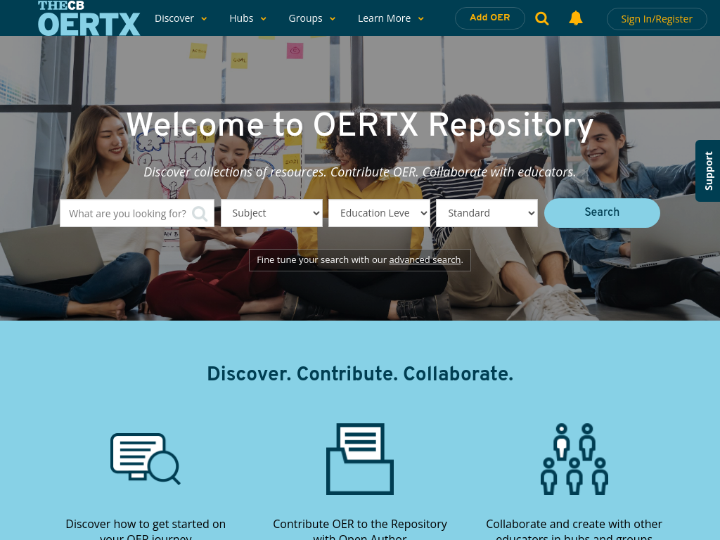 Screenshot of oertx.highered.texas.gov