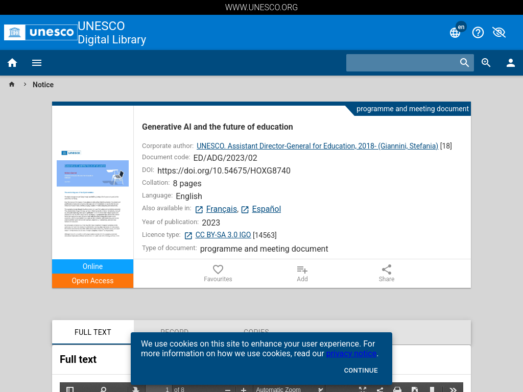 Screenshot of Generative AI and the Future of Education