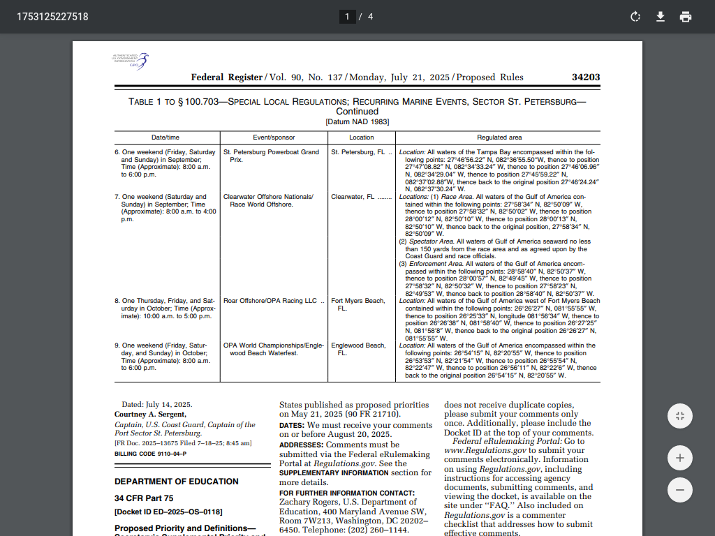 Screenshot of Proposed Priority and Definitions—Secretary’s Supplemental Priority and Definitions on Advancing Artificial Intelligence in Education