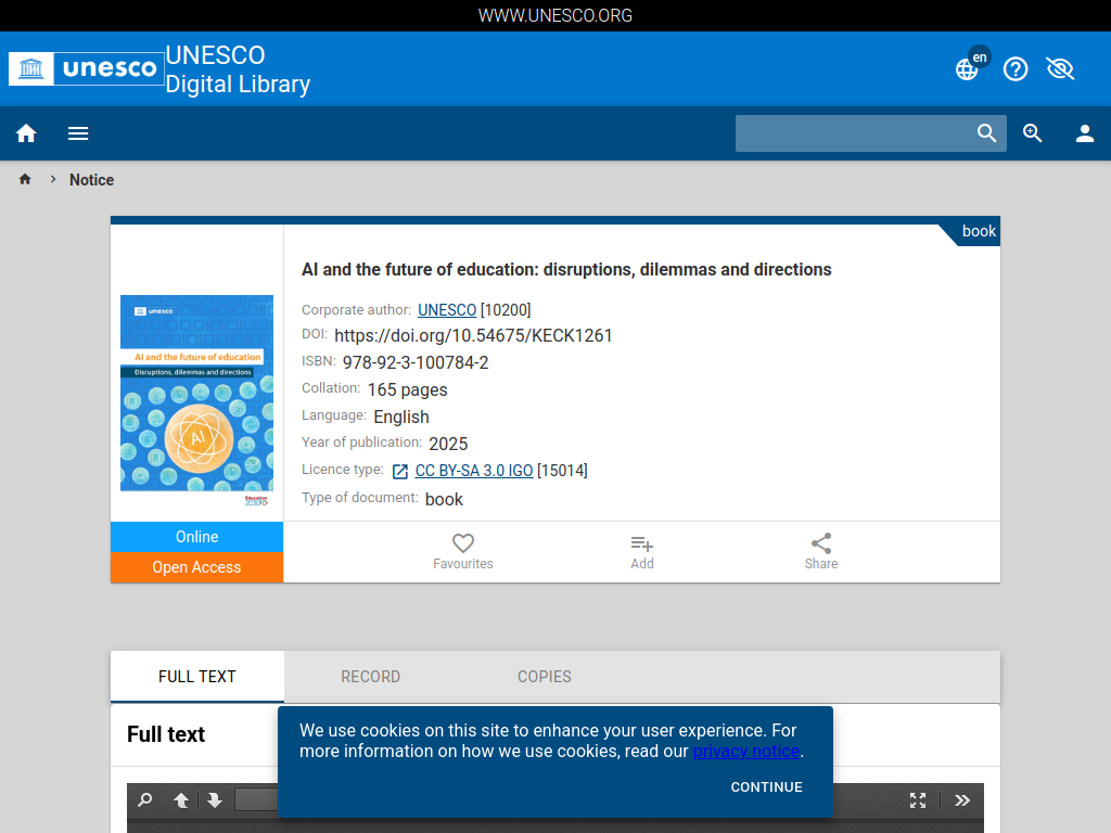 Screenshot of AI and the future of education: disruptions, dilemmas and directions