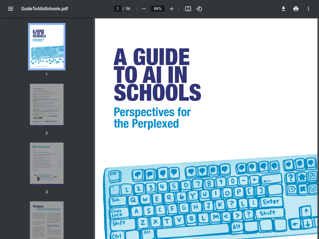 Screenshot of MIT: A GUIDE  TO AI IN  SCHOOLS Perspectives for  the Perplexed