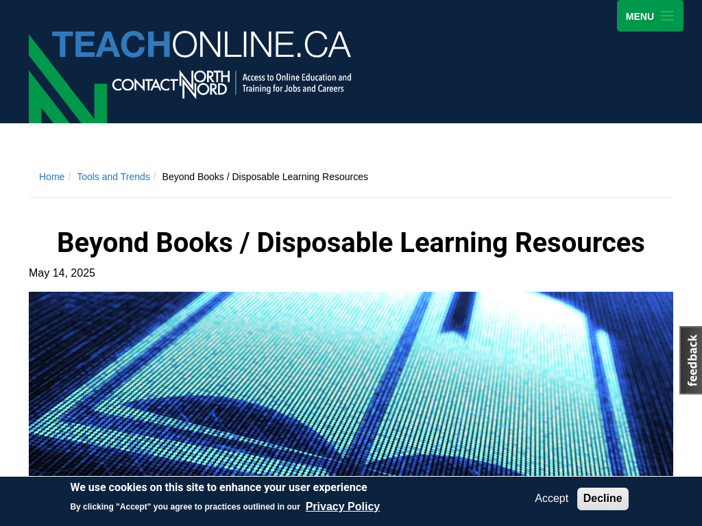 Screenshot of Beyond Books / Disposable Learning Resources | Welcome to TeachOnline