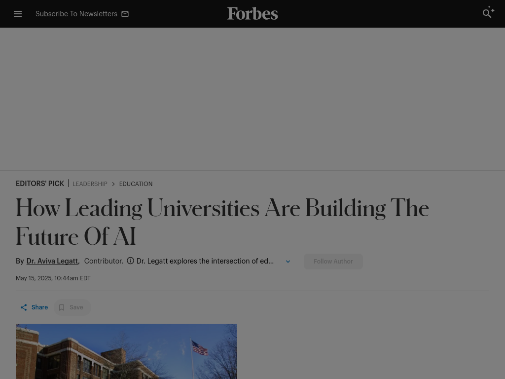 Screenshot of How Leading Universities Are Building The Future Of AI