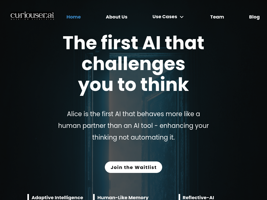 Screenshot of Curiouser.AI | Question everything