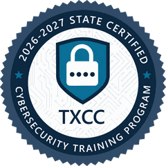 Texas Cyber Command seal: 2026-2027 State Certified Cybersecurity Training Program